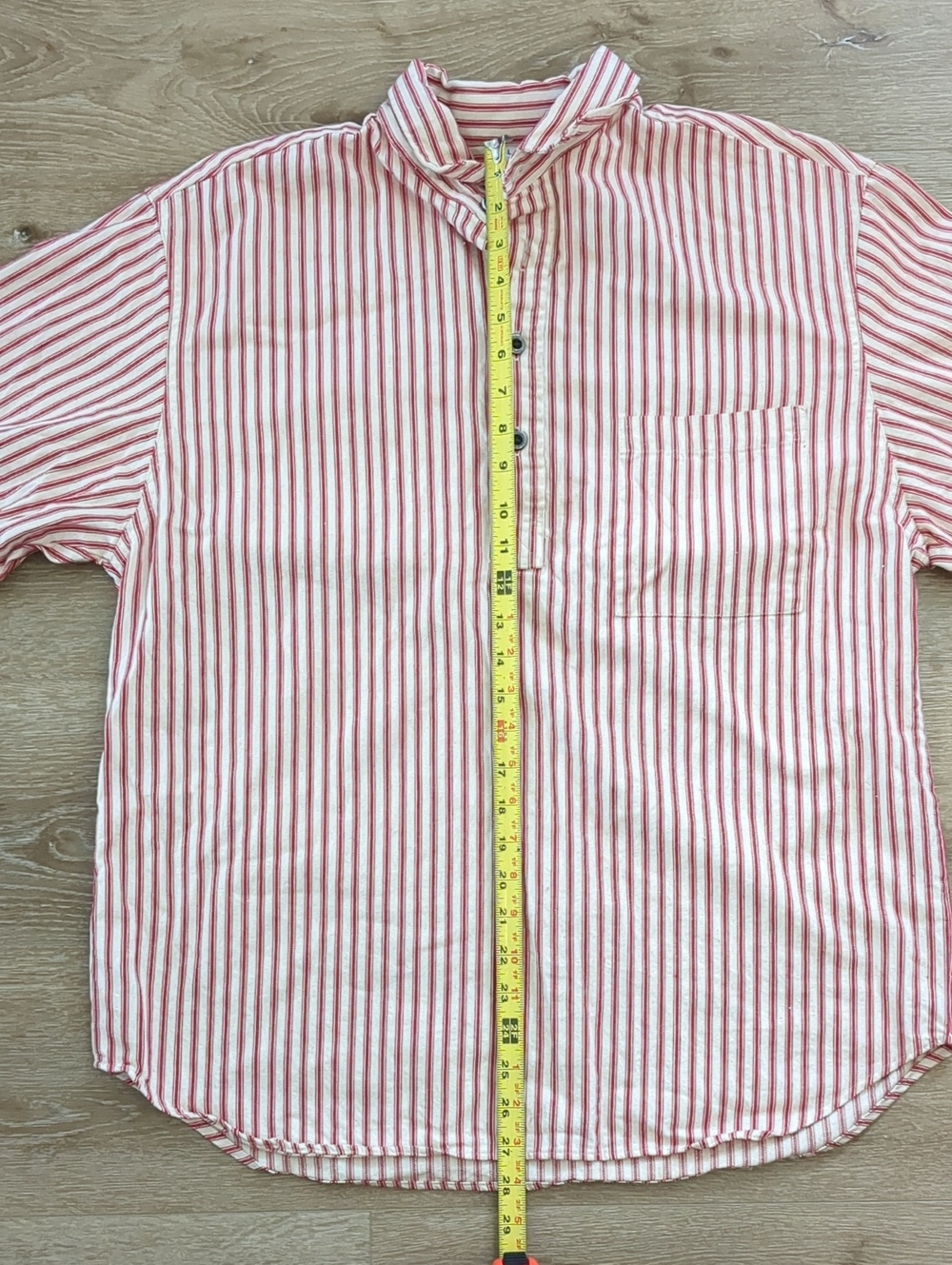 Vintage Old West Outfitters Ticking Stripe Cotton Button Pullover Shirt Large - Picture 5 of 8